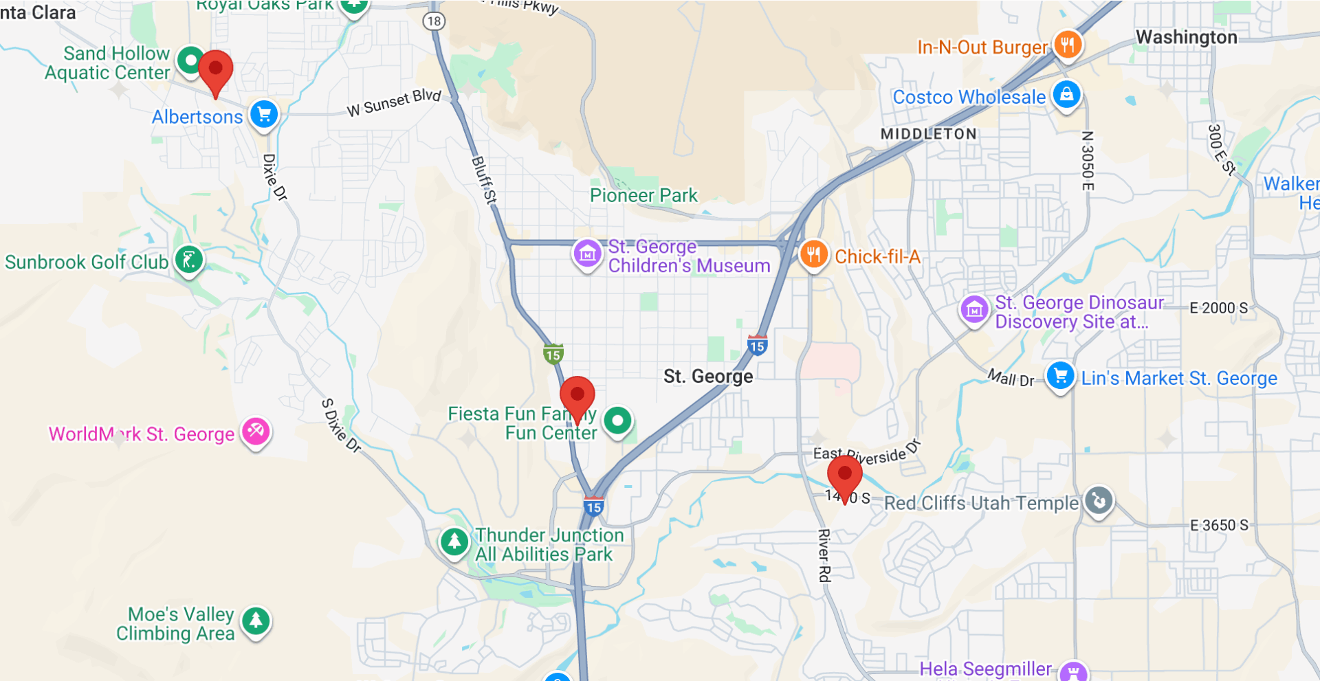 Location of Summits in Saint George Utah