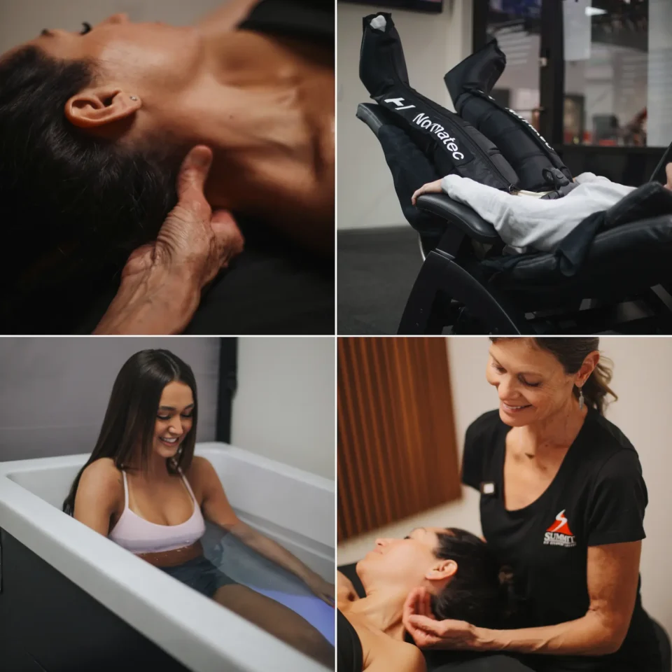 Staff preparing smoothies behind the counter at Summit Athletic Club’s smoothie bar